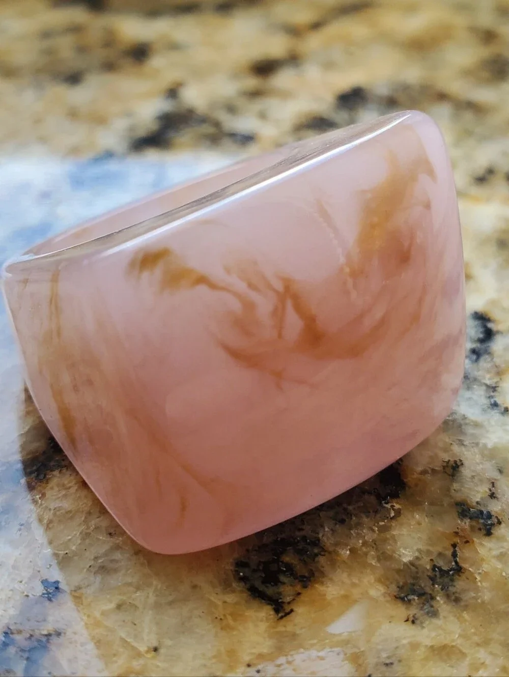 Square Resin Cabochon in Dusty Rose Ring